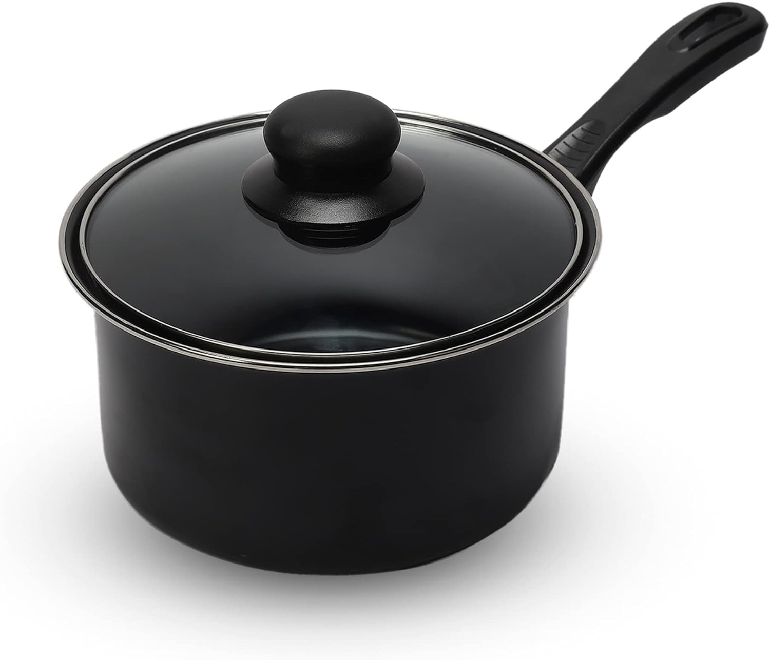 Anko 18cm Non-Stick Carbon Steel Saucepan with Glass Lid