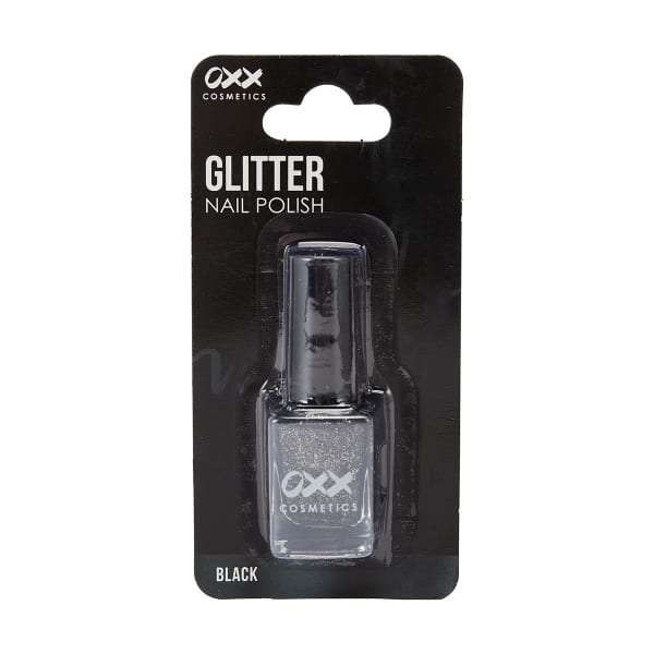 OXX Glitter Nail Polish-Black