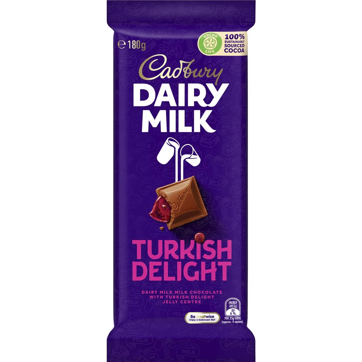 Cadbury Dairy Milk Turkish Delight Chocolate Block 180g