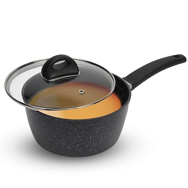 Anko Non-Stick Aluminium Saucepan with Glass Lid / 20cm