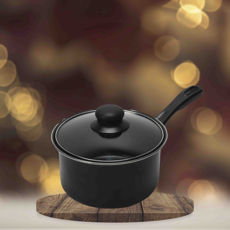 Anko 18cm Non-Stick Carbon Steel Saucepan with Glass Lid