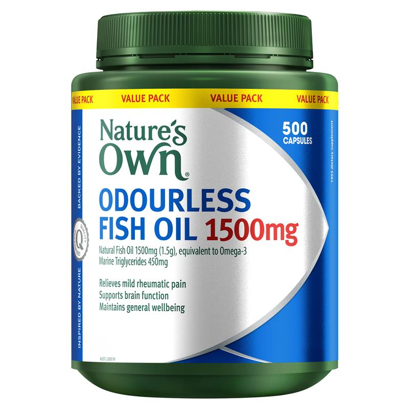 Nature's Own Odourless Fish Oil 1500mg 500 Capsules